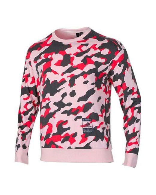 Adidas Red U2 Gfx Cs Lng Printing Casual Sports Round Neck Pullover Camouflage for men