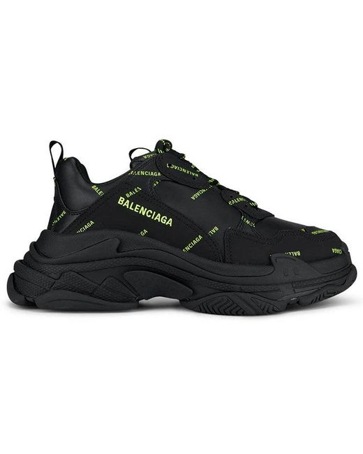 Balenciaga Black Triple S Sneaker 'Allover Logo for men