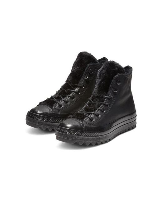 Converse Black (Wmns) Chuck Taylor All Star Street Warmer Ripple High Top Thick Sole