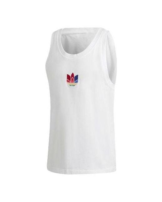 Adidas White Originals Embroidered Logo Retro Sports Vest for men