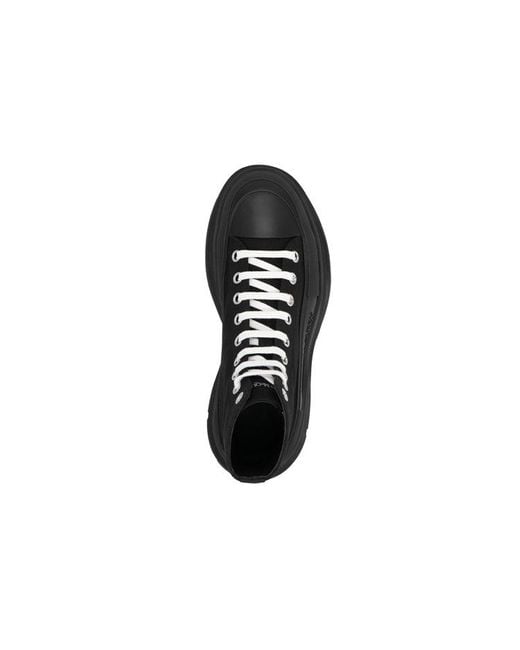 McQueen Black Tread Slick Canvas High Top Sneakers for men