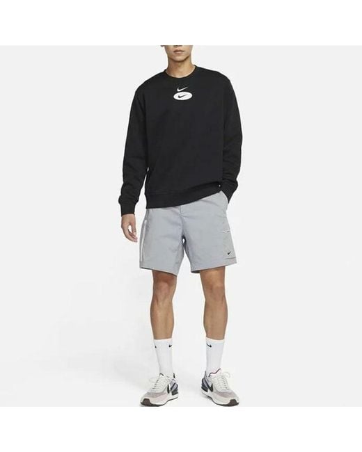 Nike Black As Nsw Sl Bb Crew Casual Sports Fleece Lined Round Neck Long Sleeves for men