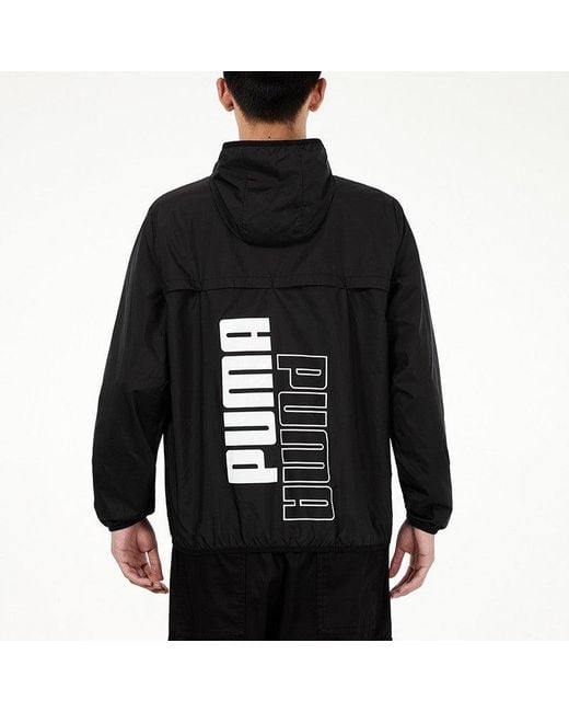 PUMA Black Athleisure Casual Sports Windproof Running Woven Jacket for men