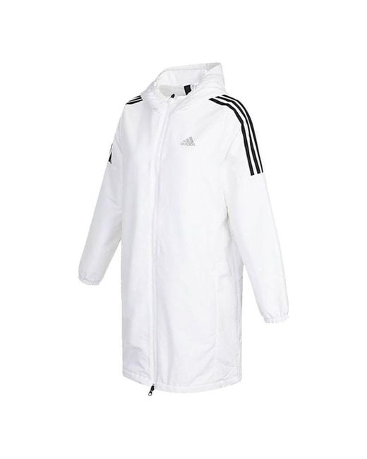 Adidas White (Wmns) Sports Training Casual Fleece Lined Hooded Jacket