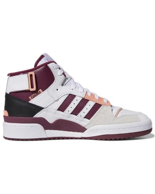 Adidas White Forum Exhibit Mid Victory Crimson' for men