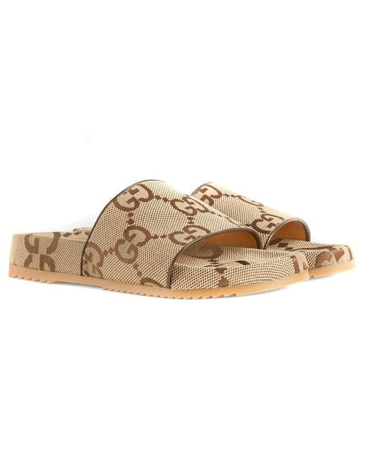 Gucci Natural Gg Canvas Slide Sandal 'Camel Monogram' for men