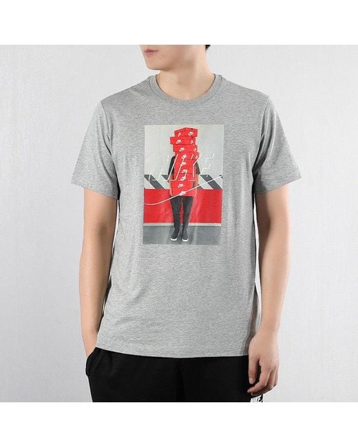 Nike Gray Ftwr Pack2 Shoe Printing Casual Sports Short Sleeve for men