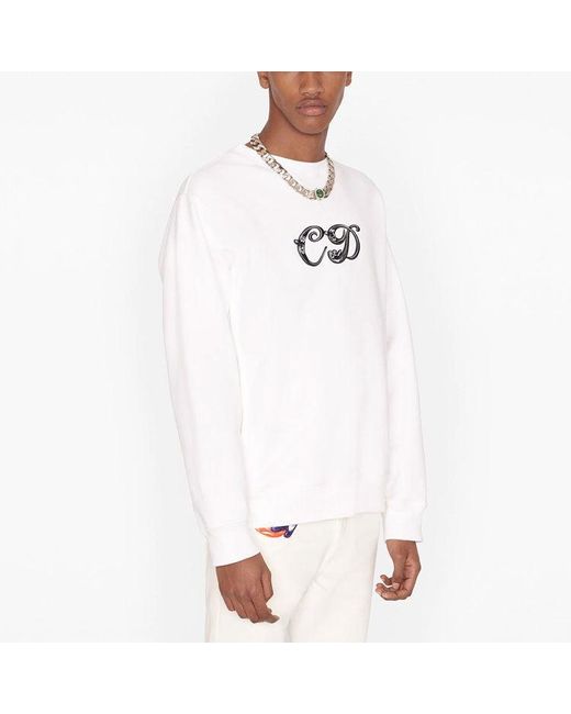 Dior White X Kenny Scharf Cd Embroidery Crew for men
