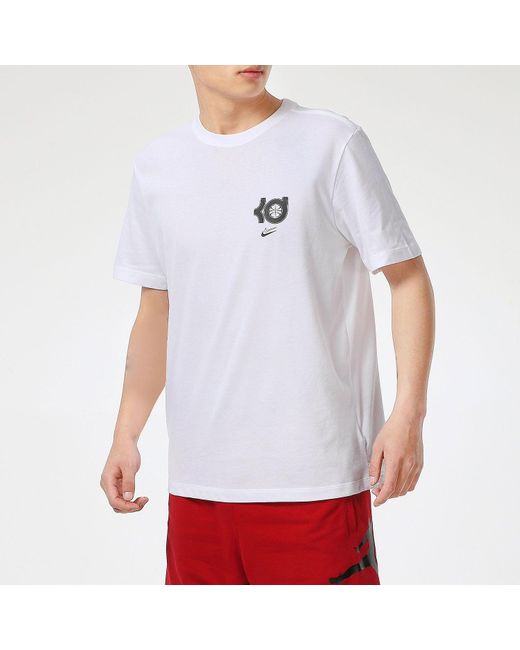 Nike White Dri-Fit Kd Durant Printing Sports Round Neck Basketball Short Sleeve for men
