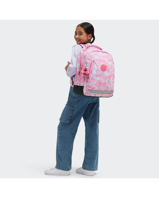 Kipling Pink Backpack Class Room Garden Clouds Large