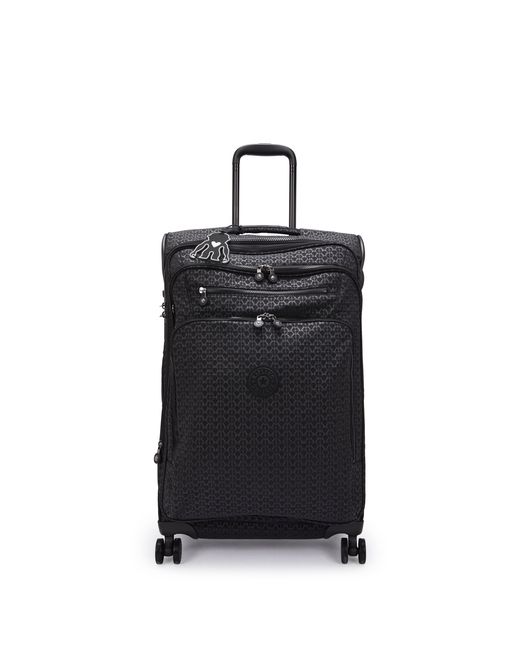 Kipling Blue Wheeled luggage New Youri Spin M Palmtree Leaves Medium