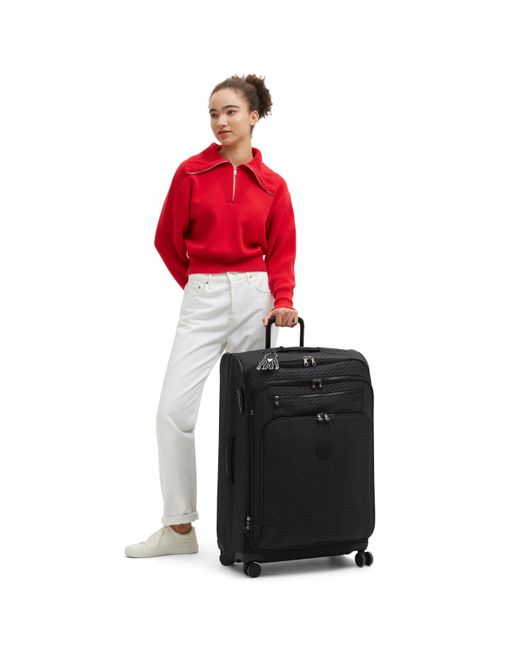 Kipling Blue Wheeled luggage New Youri Spin L Palmtree Leaves Large