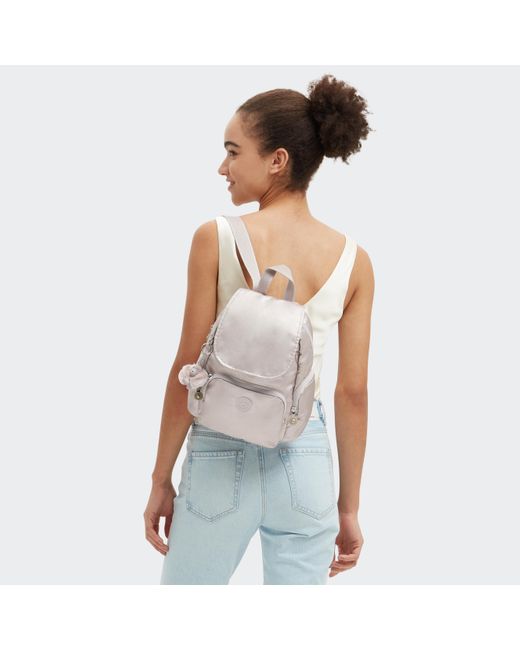 Kipling White Backpack City Zip S Metallic Glow Small