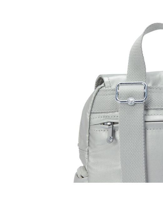 Kipling Gray Backpack City Zip Mini New Bright Metallic Small