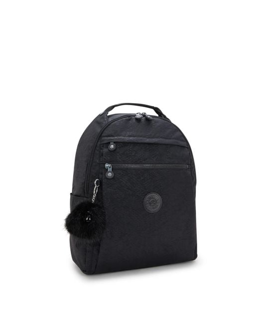 Kipling Black Backpack Micah Python Embossed Medium 60% Polyamide, 40% Recycled Polyamide