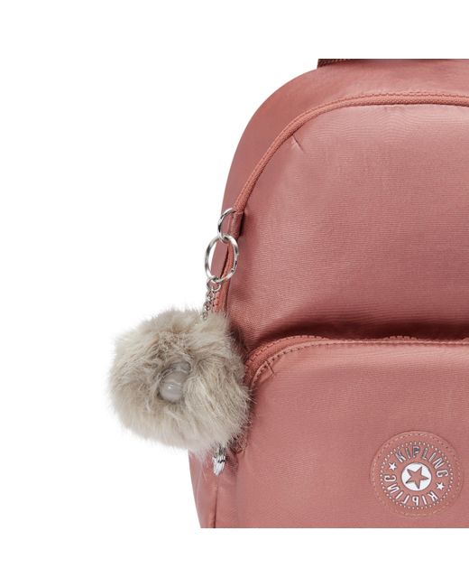 Kipling Pink Backpack Zinna Metallic Maple Small