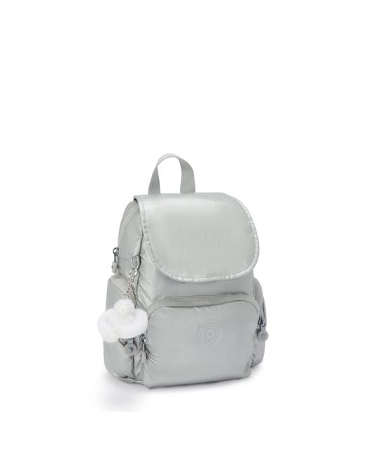 Kipling Gray Backpack City Zip Mini New Bright Metallic Small