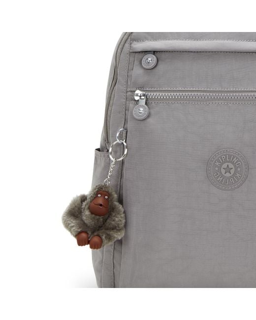 Kipling Gray Backpack Micah Cloudy Medium 100% Polyamide
