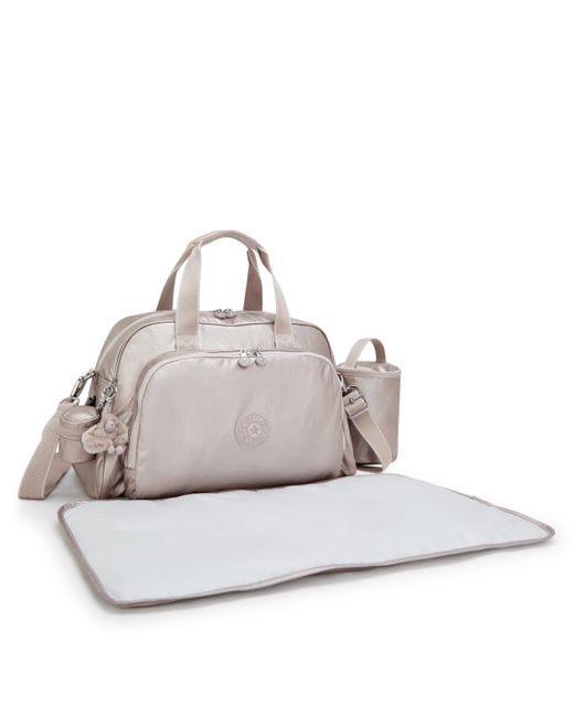 Kipling Gray Baby Bag Camama Metallic Glow Large