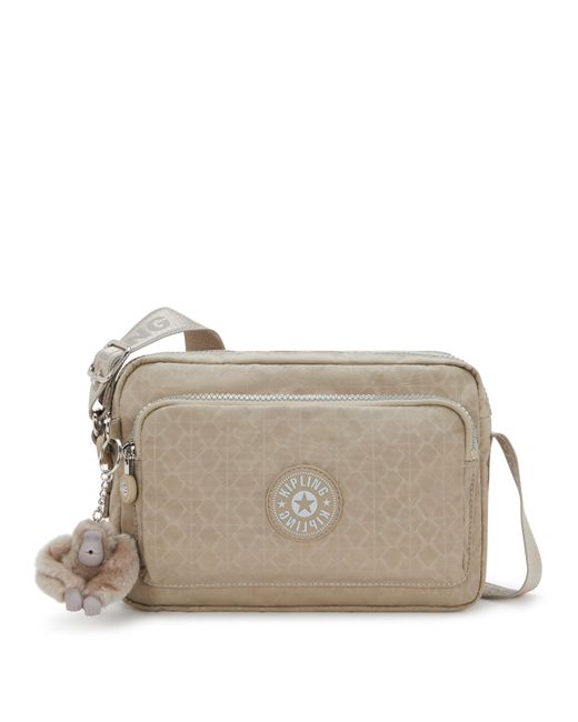Kipling Gray Crossbody Bag Abanu M Zip Glorious Beige Silver Medium