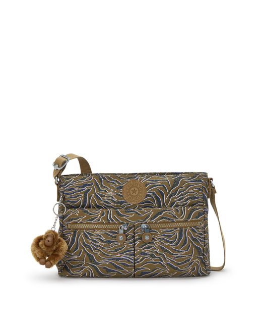 Kipling Gray Crossbody Bag New Angie Undersea Leaves Small