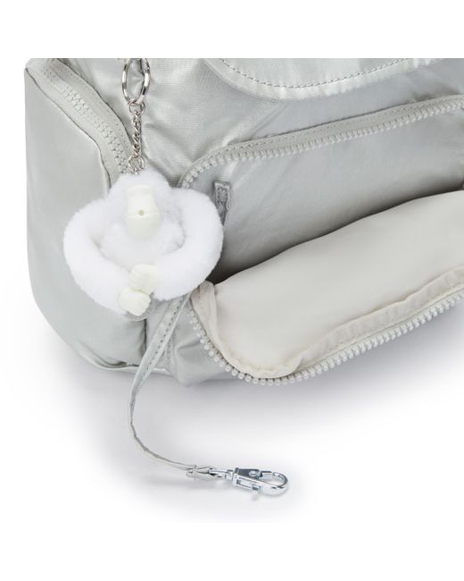 Kipling Gray Backpack City Zip Mini New Bright Metallic Small