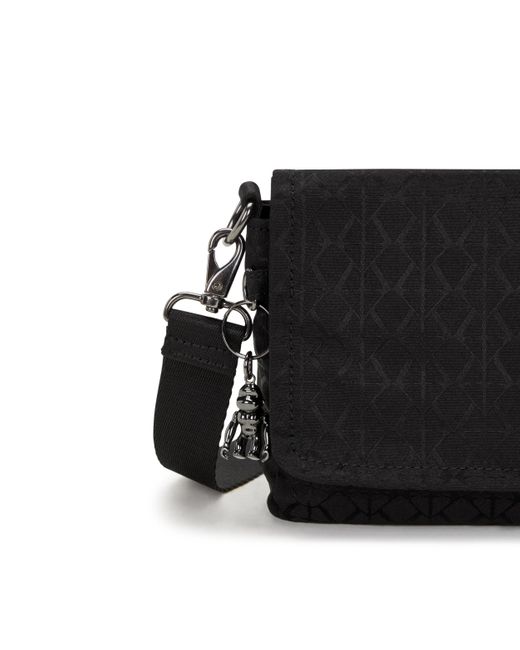 Kipling Black Shoulder Bag Aras Up Sign Jacquard Small
