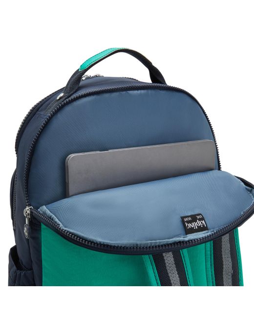 Kipling Blue Backpack Seoul Lap Bottle Combo Large