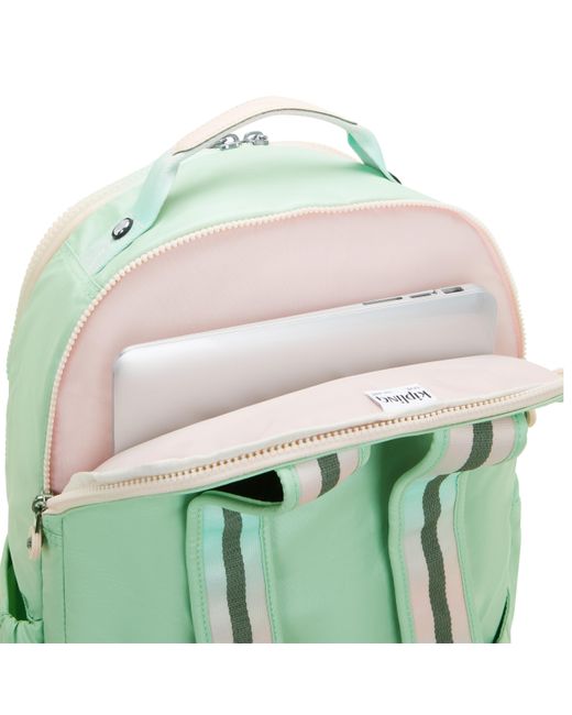 Kipling Green Backpack Seoul Lap Soft Met Large