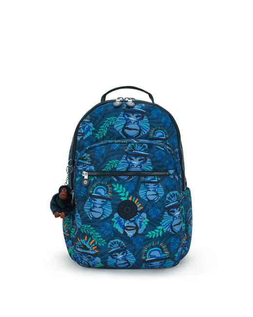 Kipling Backpack Seoul Lap Blue Monkey Fun Large