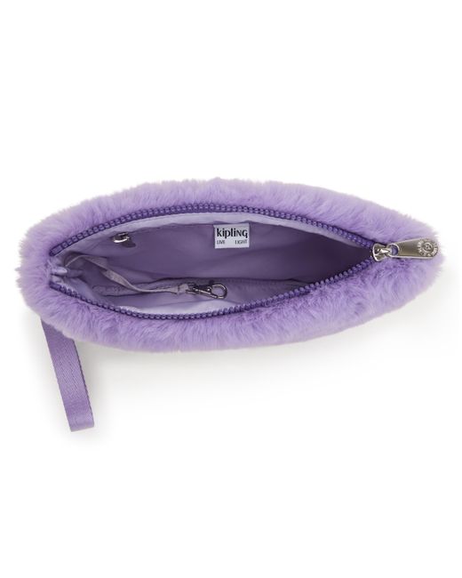 Kipling Purple Pouch Fancy Soft Fur Lilac Large