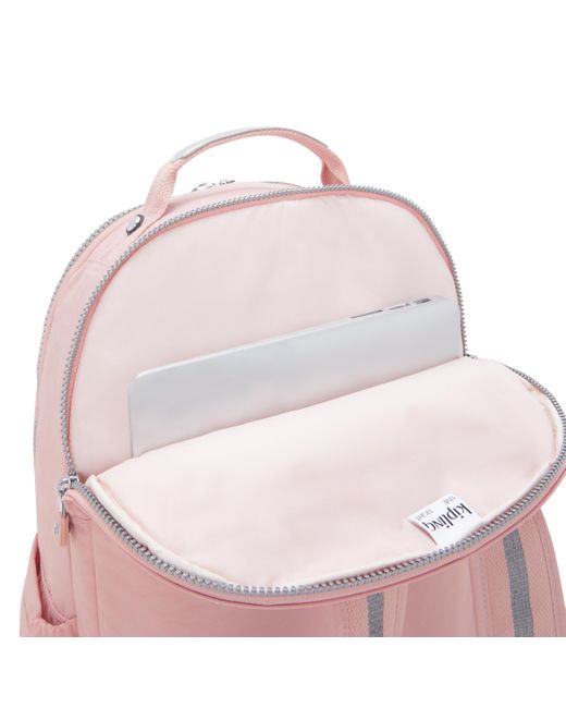 Kipling Pink Backpack Seoul Lap Blush Metallic Large