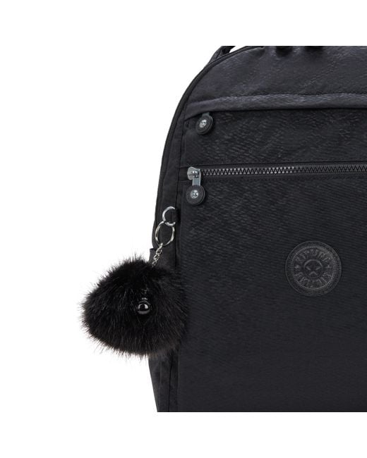 Kipling Black Backpack Micah Python Embossed Medium 60% Polyamide, 40% Recycled Polyamide