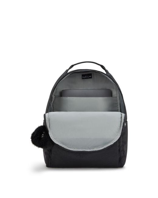 Kipling Black Backpack Micah Python Embossed Medium 60% Polyamide, 40% Recycled Polyamide