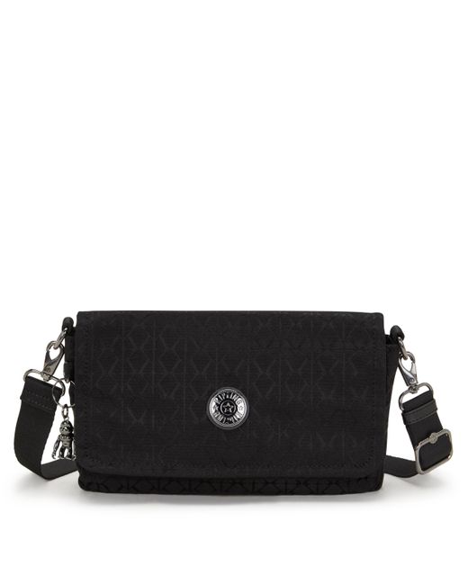 Kipling Black Shoulder Bag Aras Up Sign Jacquard Small