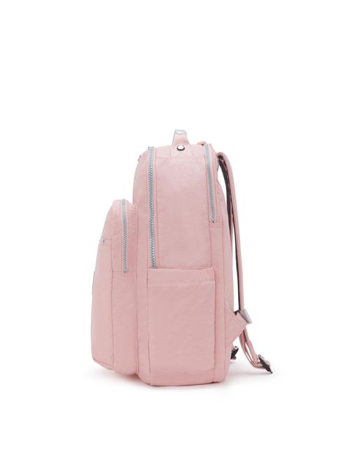 Kipling Pink Backpack Seoul Lap Blush Metallic Large