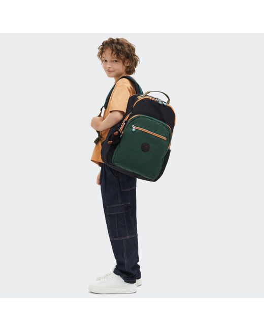 Kipling Green Backpack Seoul College Tree House Block Large