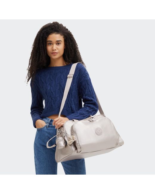 Kipling Gray Baby Bag Camama Metallic Glow Large