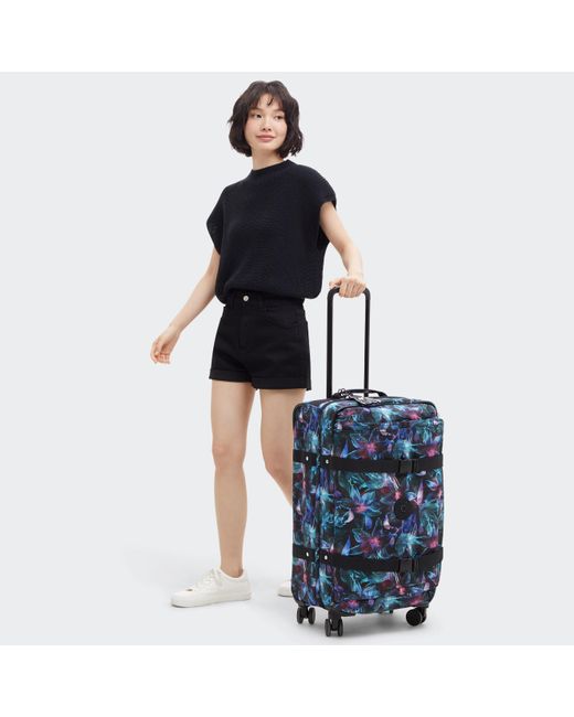Kipling Blue Wheeled luggage Spontaneous M Palmtree Leaves Medium