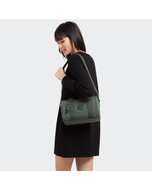 Kipling Green Shoulder Bag Bina M Sign Emb Medium