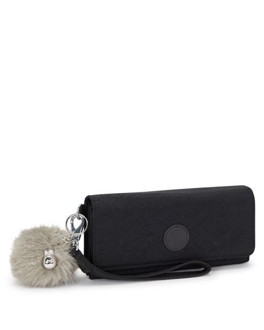 Kipling Black Rubi Large Printed Wristlet Wallet Python Embossed