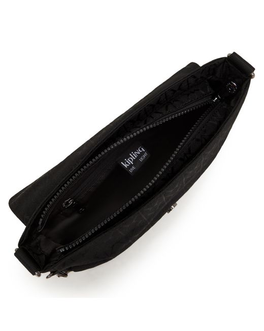 Kipling Black Shoulder Bag Aras Up Sign Jacquard Small