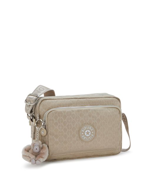 Kipling Gray Crossbody Bag Abanu M Zip Glorious Beige Silver Medium