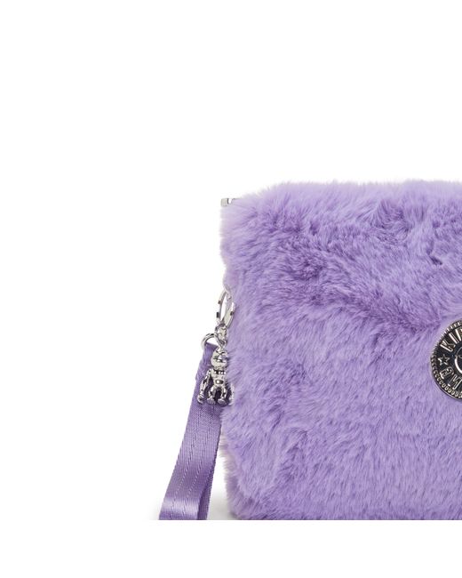 Kipling Purple Pouch Fancy Soft Fur Lilac Large