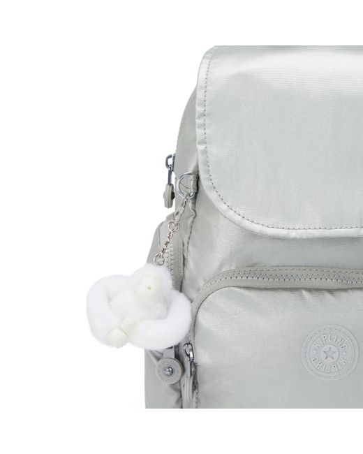Kipling Gray Backpack City Zip Mini New Bright Metallic Small