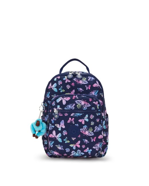 Kipling Blue Backpack Seoul S Butterfly Fun Small