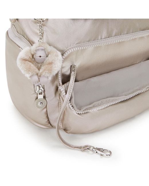 Kipling White Backpack City Zip S Metallic Glow Small