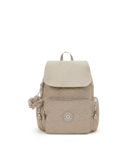 Kipling Natural Backpack City Zip S Glorious Beige Silver Small