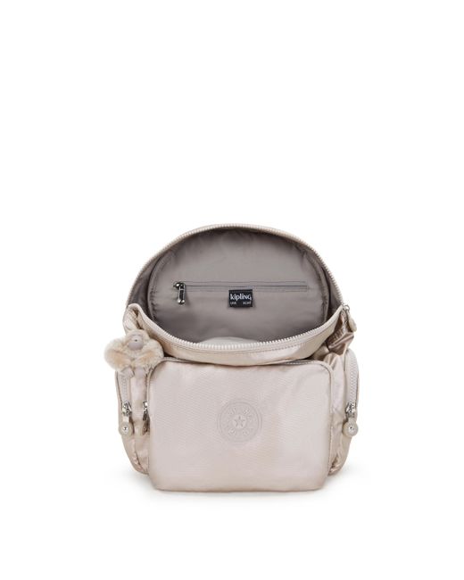 Kipling White Backpack City Zip S Metallic Glow Small