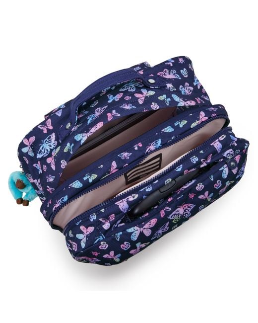 Kipling Blue Backpack Giorno Butterfly Fun Large